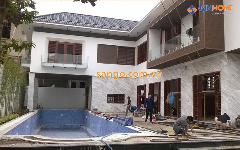 Gỗ ốp trần ngoài trời tại JANHOME Thanh Hóa